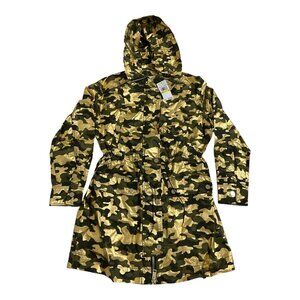Michael Kors Green Gold Foil Camouflage Jacket Womens M NWT $265 MSRP
